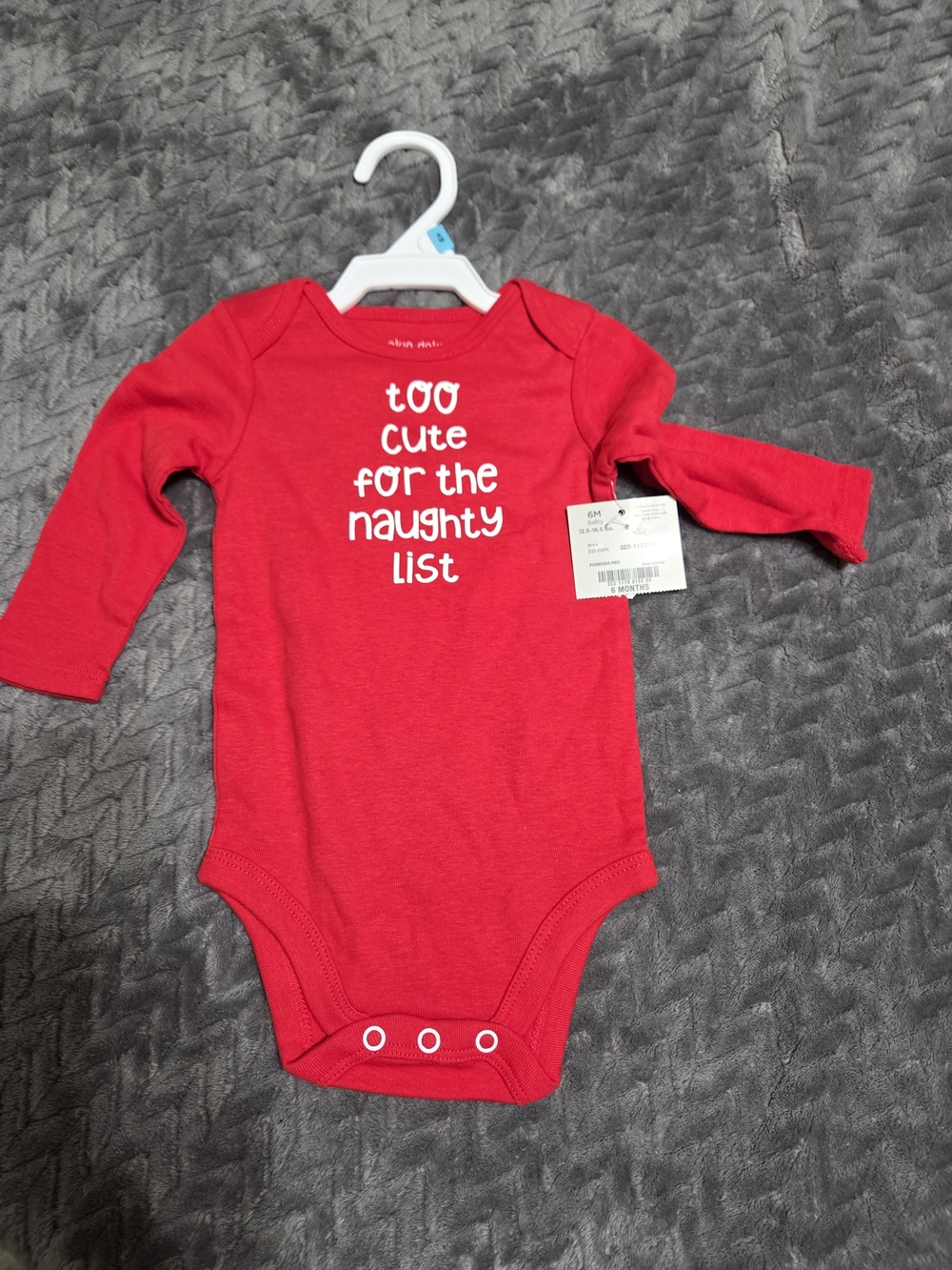 okie dokie Red Long-Sleeve Baby One-Piece Bodysuit with Playful Text